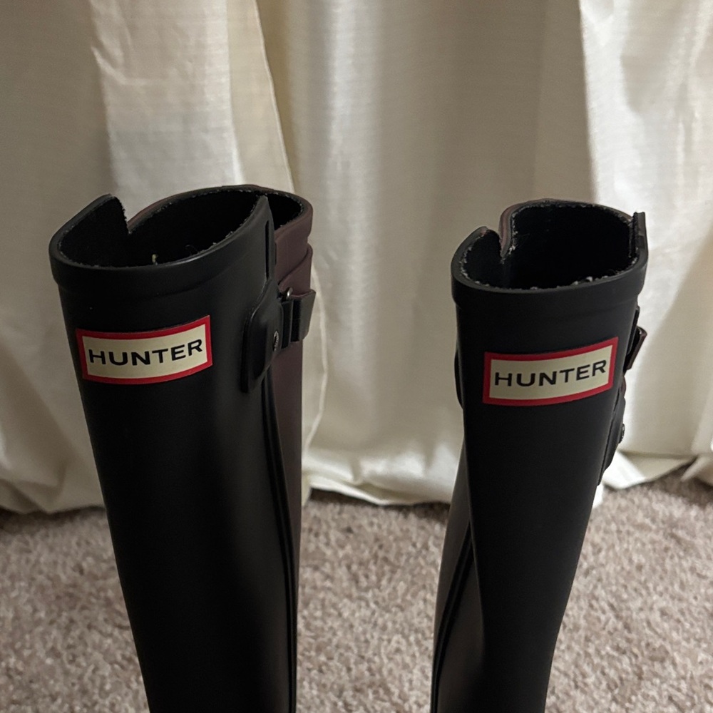 Hunter Black Tall Rain Boots - Picture 2 of 8